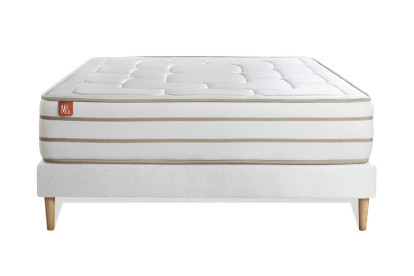 Ensemble Matelas Sommier 160x200 cm - Sommier Blanc (déjà monté) - Le Douillet