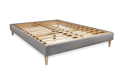 Pack lit complet 160x200 cm - Matelas + Sommier Gris (en kit) + 2 oreillers + Couette - Vingt-Huit PLUS
