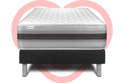 Ensemble Matelas Sommier 90x190 cm - Sommier Noir (déjà monté) - Vitalmemo Back