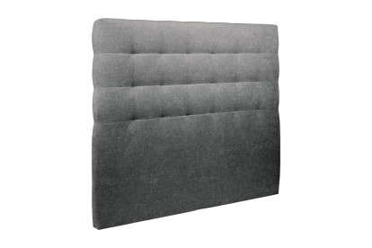 Lit 140x190 cm - Sommier tapissier H35 cm + tête de lit capitonnée - Tissu Toile natté Gris Anthracite
