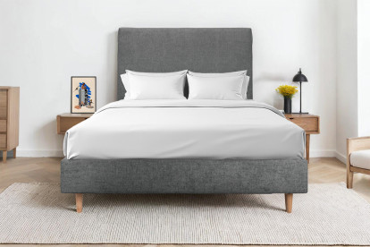 Tête de lit 160 cm Tapissée - Tissu Toile Natté Gris Anthracite