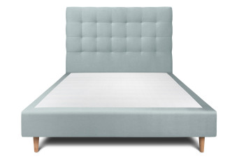 Lit 160x200 cm - Sommier tapissier H35 cm + tête de lit capitonnée - Tissu Velours Gris Bleuté