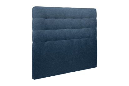 Lit 140x190 cm - Sommier tapissier H29 cm + tête de lit capitonnée - Tissu Toile natté Bleu Océan