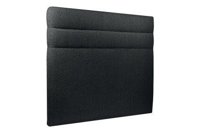 Lit 150x190 cm - Sommier tapissier H29 cm + tête de lit à lignes - Tissu Bouclette Noir