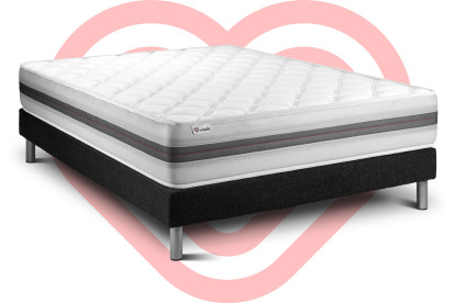 Ensemble Matelas Sommier 180x200 cm - Sommier Noir (en kit) - Vitalmemo Back