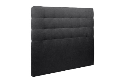 Lit 140x200 cm - Sommier tapissier H29 cm + tête de lit capitonnée - Tissu Toile natté Noir