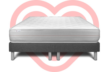 Ensemble Matelas Sommier 180x200 cm - 2 Sommiers Gris - Vitalmemo