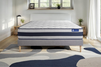 Ensemble Matelas Sommier 120x200 cm - Sommier Gris (en kit) - Actimemo Ergo