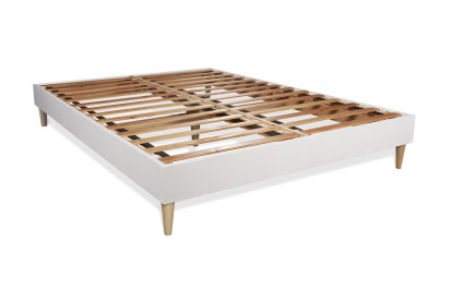 Pack lit complet 200x200 cm - Matelas + Sommier Blanc (en kit) + 2 oreillers + Couette - Vingt-Six PLUS