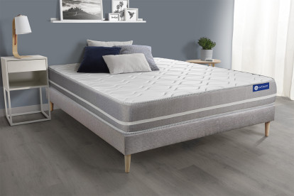 Ensemble Matelas Sommier 90x190 cm - Sommier Gris (en kit) - Actiflex Touch