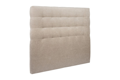 Lit coffre 180x200 cm avec Tête de lit capitonnée - Tissu Toile natté Beige Brun