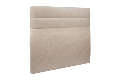 Lit 150x200 cm - Sommier à lattes H29 cm + tête de lit à lignes - Tissu Toile natté Beige Brun