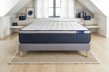 Ensemble Matelas Sommier 80x190 cm - Sommier Gris (en kit) - Actiflex Max