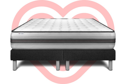 Ensemble Matelas Sommier 200x200 cm - 2 Sommiers Noir - Vitalpower Recover