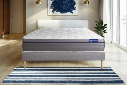Ensemble Matelas Sommier 160x200 cm - Sommier Gris (en kit) - Actiflex Zen