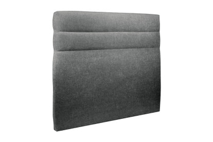 Lit 150x190 cm - Sommier à lattes H29 cm + tête de lit à lignes - Tissu Toile natté Gris Anthracite