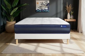 Ensemble Matelas Sommier 200x200 cm - Sommier Blanc (en kit) - Actilatex Tech