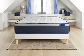 Ensemble Matelas Sommier 160x195 cm - Sommier Blanc (en kit) - Actilatex Max