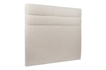 Lit 150x190 cm - Sommier à lattes H29 cm + tête de lit à lignes - Tissu Bouclette Beige Clair