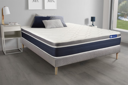 Ensemble Matelas Sommier 80x190 cm - Sommier Gris (en kit) - Actilatex Confort
