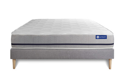 Ensemble Matelas Sommier 160x200 cm - Sommier Gris (en kit) - Actilatex Soft