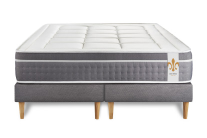 Ensemble Matelas Sommier 180x200 cm - 2 Sommiers Gris - Trente