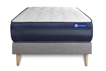 Ensemble Matelas Sommier 90x190 cm - Sommier Gris (en kit) - Actilatex Tech