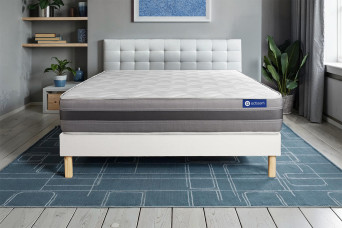 Ensemble Matelas Sommier 180x210 cm - Sommier Blanc (en kit) - Actimemo Relax