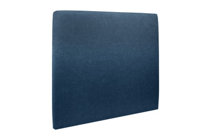 Lit 150x190 cm - Sommier à lattes H29 cm + tête de lit tapissée - Tissu Toile natté Bleu Océan