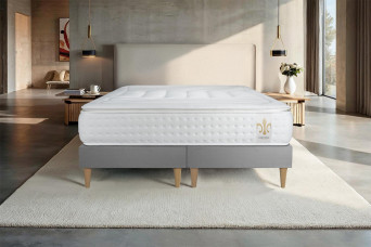 Ensemble Matelas Sommier 180x200 cm - 2 Sommiers Gris - Vingt-Quatre PLUS