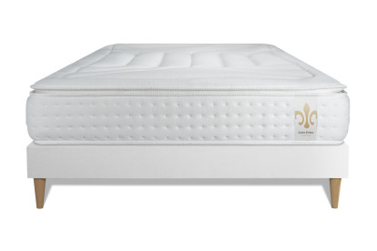 Ensemble Matelas Sommier 140x190 cm - Sommier Blanc (déjà monté) - Vingt-Quatre PLUS
