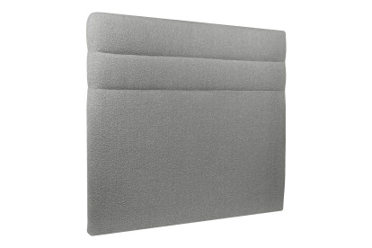 Lit 150x190 cm - Sommier à lattes H29 cm + tête de lit à lignes - Tissu Bouclette Gris