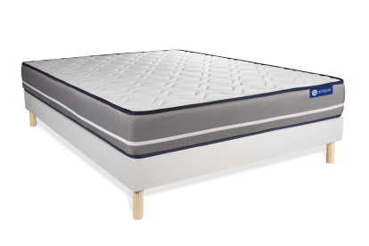 Ensemble Matelas Sommier 140x190 cm - Sommier Blanc (en kit) - Actimemo Pur