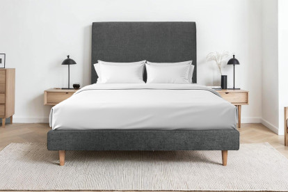 Sommier Tapissier 150x190 cm - H29 cm - Velours - Gris anthracite