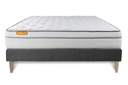 Ensemble Matelas Sommier 200x200 cm - Sommier Gris (en kit) - Memo Luxe