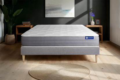 Ensemble Matelas Sommier 90x190 cm - Sommier Gris (en kit) - Actilatex Dream