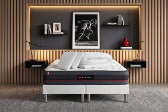 Pack lit complet 160x200 cm - Matelas + 2 Sommiers Blancs + 2 oreillers + Couette - Regen