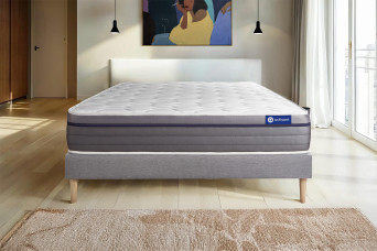 Ensemble Matelas Sommier 120x200 cm - Sommier Gris (en kit) - ActiMemo Zen