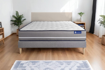 Ensemble Matelas Sommier 120x195 cm - Sommier Gris (en kit) - Actiflex Pur