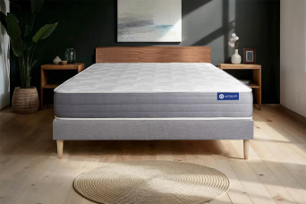 Ensemble Matelas Sommier 130x200 cm - Sommier Gris (en kit) - Actiflex Dream
