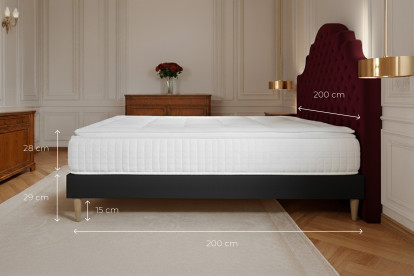 Ensemble Matelas Sommier 200x200 cm - Sommier Noir (en kit) - George V