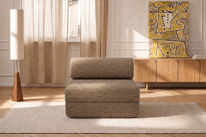 Fauteuil convertible et modulable, mousse écologique et assise ferme - Tissu tweed Marron