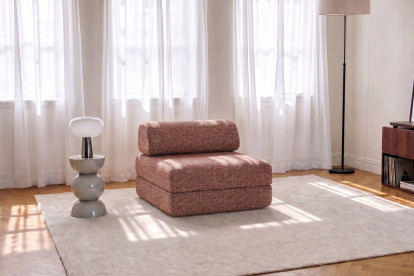 Fauteuil convertible et modulable, mousse écologique et assise ferme - Tissu tweed Rouge