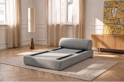 Fauteuil convertible et modulable, mousse écologique et assise ferme - Tissu tweed Gris
