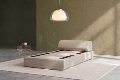 Fauteuil convertible et modulable, mousse écologique et assise ferme - Tissu lisse Beige