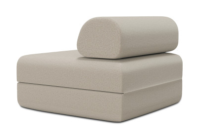 Fauteuil convertible et modulable, mousse écologique et assise ferme - Tissu lisse Beige