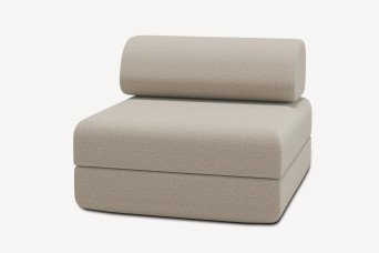 Fauteuil convertible et modulable, mousse écologique et assise ferme - Tissu lisse Beige
