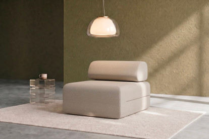 Fauteuil non convertible et modulable - Tissu lisse Beige