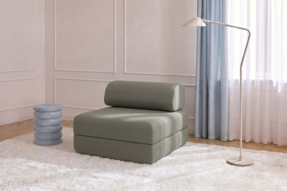 Fauteuil convertible et modulable, mousse écologique et assise ferme - Tissu lisse Taupe