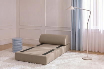 Fauteuil convertible et modulable, mousse écologique et assise ferme - Tissu lisse Marron